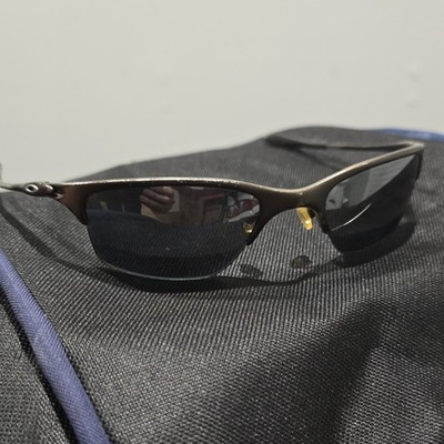 Oakley Half Wire Titanium Men's Oval Sunglasses Gray Frame Black