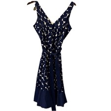Nine West Cotton Sleeveless Polka Dot Flare Dress Size 10 Careerwear Preppy