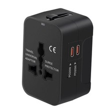 Universal Travel Adapter Fast Charger All in One Plug Adapter 2 Bright Black