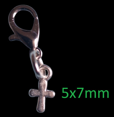 Clip on Cute Vintage Silver Finish Plain Cross Charm zip bracelet handbag mobile