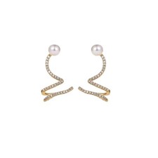 Pearl Earrings for Women Silver Pearl Dangle Earrings Wedding Bridal Jewelr - 01