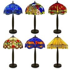 Tiffany Style Table Lamp 16 Inch Stained Glass shade Bedside Lamps Desk UK