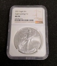 2021 American Silver Eagle $1 Type 2 NGC MS70 1oz .999 Fine Silver Bullion Coin