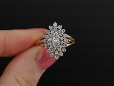 14ct Yellow Gold & 0.75ct Diamond Cluster Ring - Size L