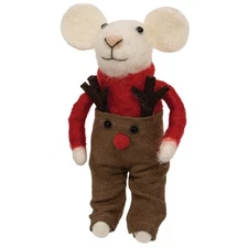 Holiday Reindeer Pants Mouse Felt Critter Christmas Ornament Gift Home Decor