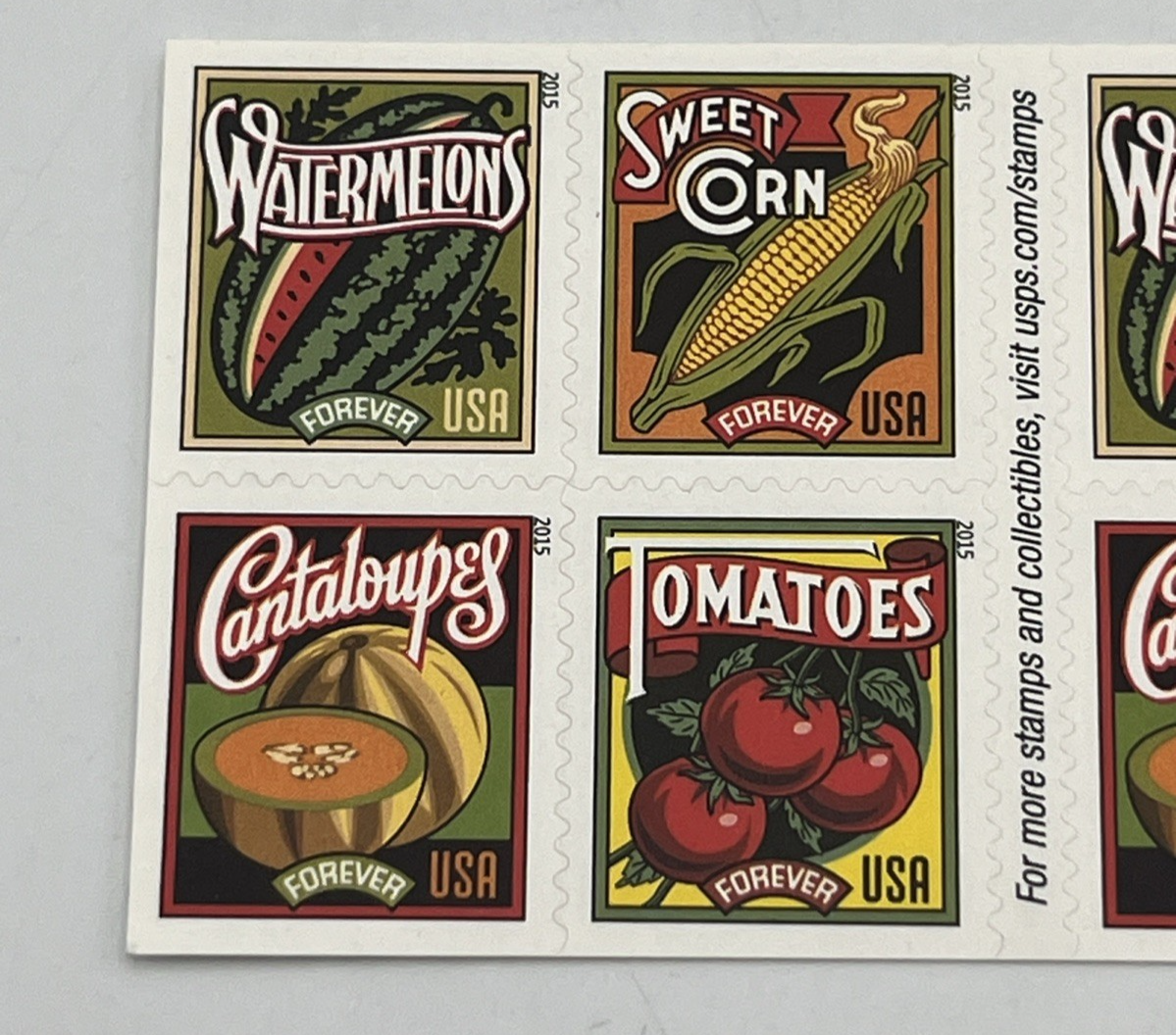 2015 US Scott#5007b 5004-5007 Summer Harvest Booklet Pane of 20