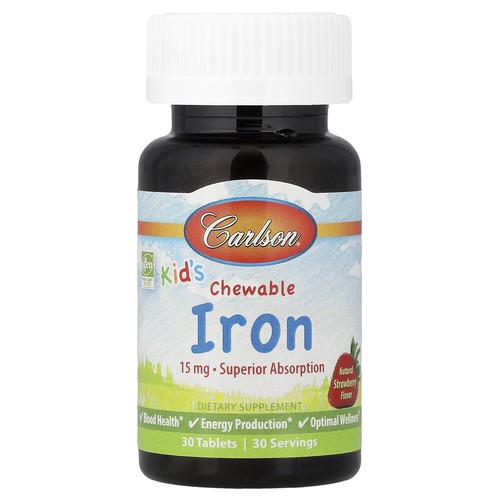 Kid's Chewable Iron, Natural Strawberry, 15 mg, 30 Tablets