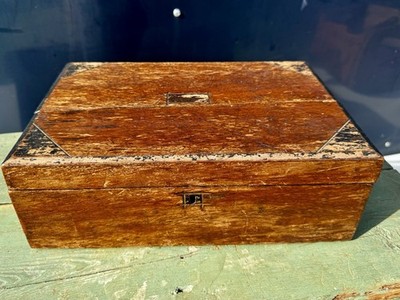 Antique Wood Box Chest Carved Design