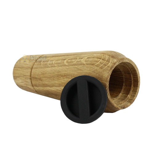 CrushGrind Champagne Salt Pepper Spice Mill 2 Pc Set Ceramic Grinder Oak 167mm - Picture 3 of 6