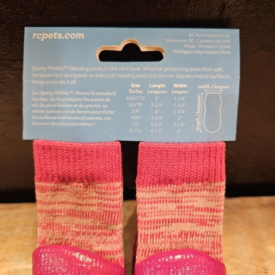 NWT Sporty Paws Dog Socks Protectors RC Pets Knit Rubber Hot Pink Size Small - Image 4 of 4