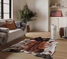 Faux Cowhide Rug 3'1" x 4'1"   Brown Cow Print Area Rug for Living Room 