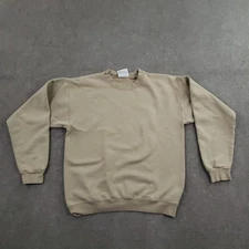 Vtg Hanes Printpro Sweatshirt Mens Small Beige Cotton Crewneck Pullover Y2K