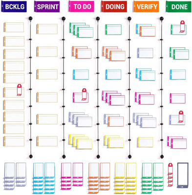 Kanban Board and Scrum Board   Full Toolset with 137 Scrum Cards for Whiteboard