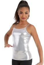 Dance Camisole Top Small Adult Balera Silver Metallic Jazz Tap Tank Camisole