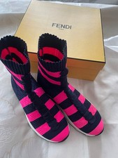 FENDI Border Socks Boots 37 Auth Women