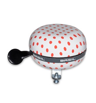 Basil Zweiklang Fahrradklingel Ding Dong Polkadot, Weiß, Rote Punkte, Ø 80Mm-image
