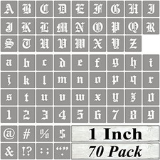 1 Inch Alphabet Letter Stencils for Painting - 70 Pack Old English 1