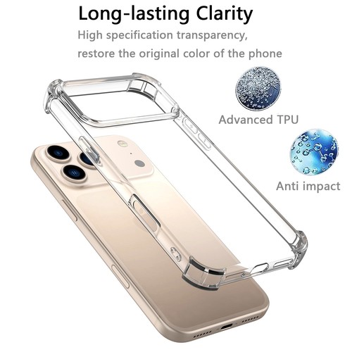 For iphone 17 Pro Max / Air Clear Case Shockproof TPU Cover + Screen Protector - Picture 16 of 28