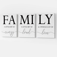 Home Family Wall Decor,Dining Room Kitchen Decor Set of 3 Inspirational Canvas P