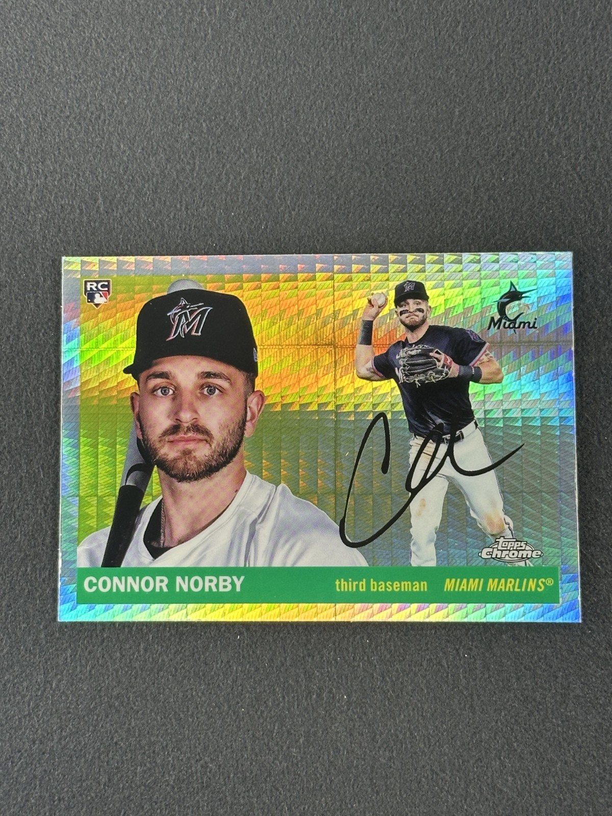 2025 Topps Chrome Platinum CONNOR NORBY Prism Refractor RC #321 Miami Marlins