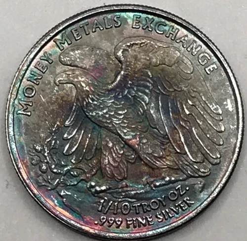 Walking Liberty 1/10 Oz 999 Fine Silver Round Crazy Rainbow Toning!!!!