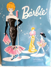 VINTAGE BARBIE DOUBLE PONYTAIL CASE, MATTEL, 1962, BLUE VINYL Closes Fine