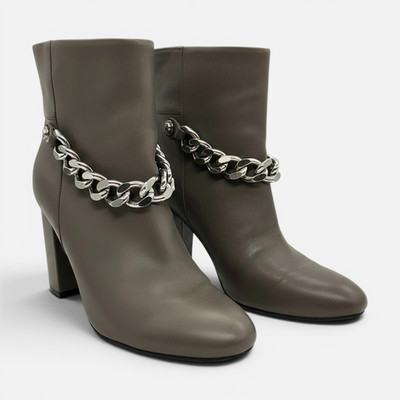 GUESS Damen Boots Stiefeletten, Leder, taupe Grau, Absatz 9,5 cm, EUR 41