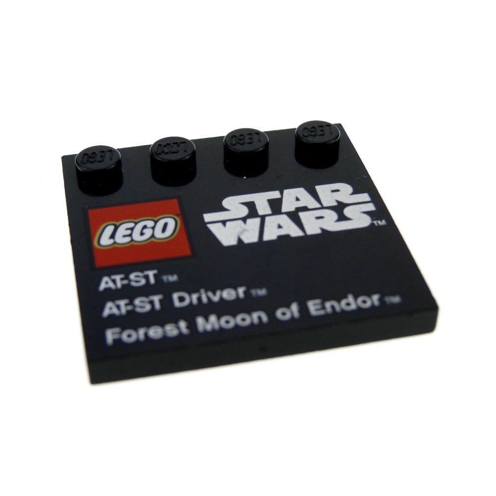 1x Lego Tile Modified 4x4 Black Printed Star Wars Endor 9679 6179pb049