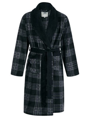 Tokyo Laundry Morgenmantel Herren kariert Luxus weich warm Fleece lang Bademantel