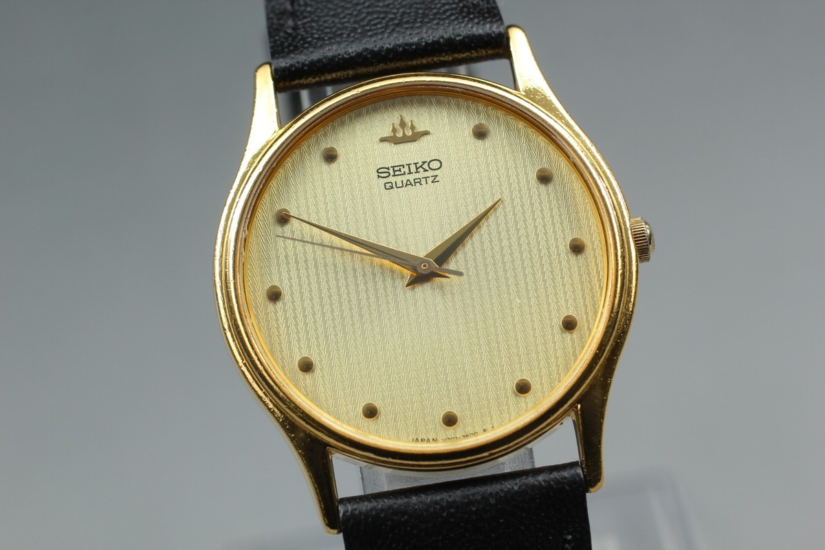 Vintage 1993 Exc+5 Seiko Galaxy V701-7020 Gold Round Quartz Mens