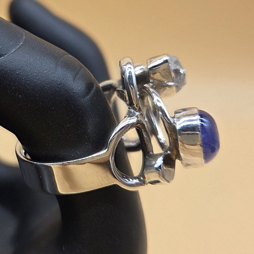 LILLY BARRACK Sterling Silber 925 blauer Schmuckstein Modernist Statement Ring 7,75 - Bild 11 von 16