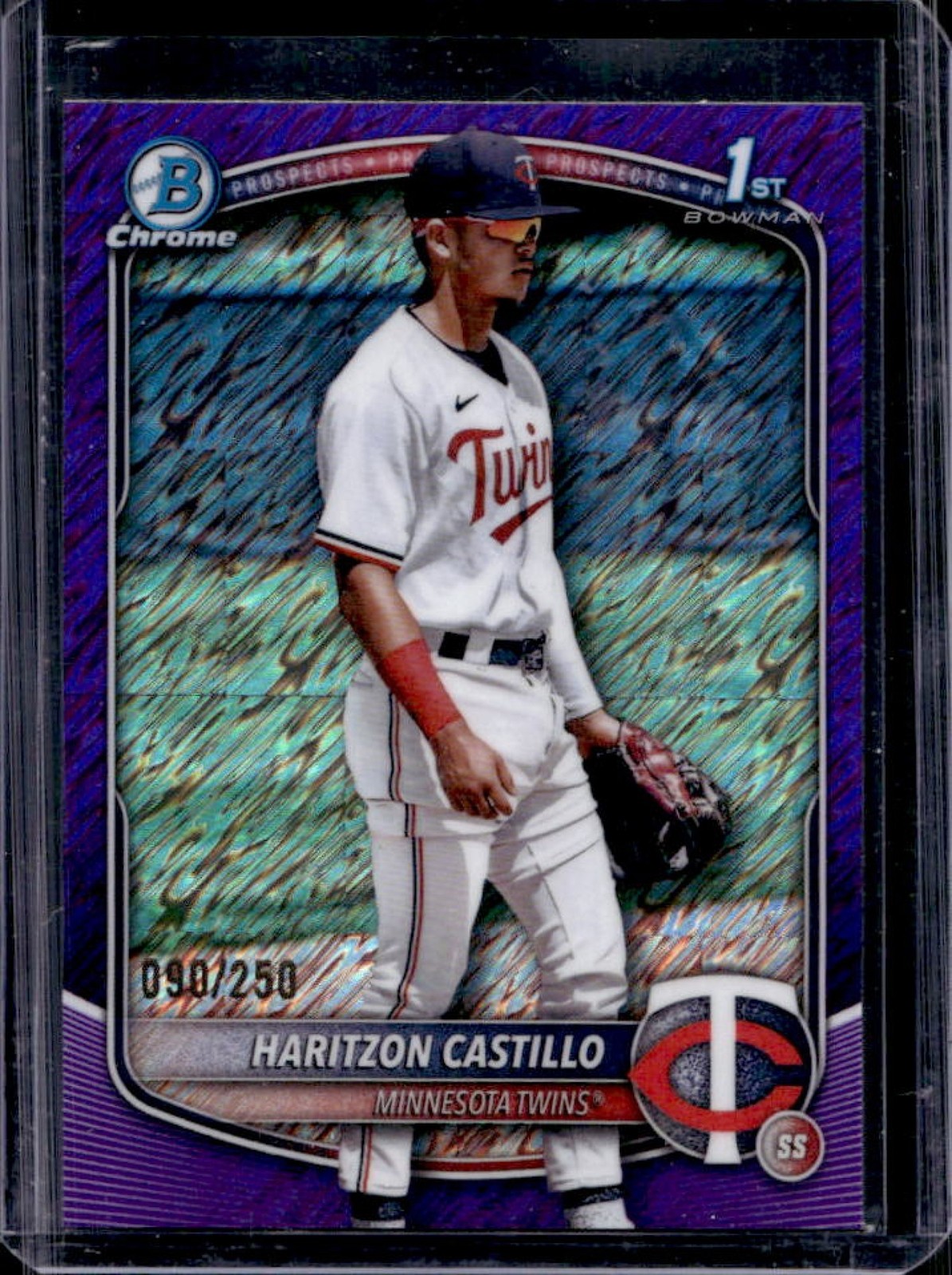 2025 Bowman Chrome Haritzon Castillo Purple Shimmer Refractor 1st #/250 Twins