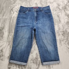 Gloria Vanderbilt Jeans Womens 14 Blue Amanda Capri High Rise Cuffed Stretch
