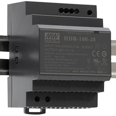MeanWell Serie HDR-100, 100W Schaltnetzteile für 35mm DIN-Schiene 12/15/24/48V-