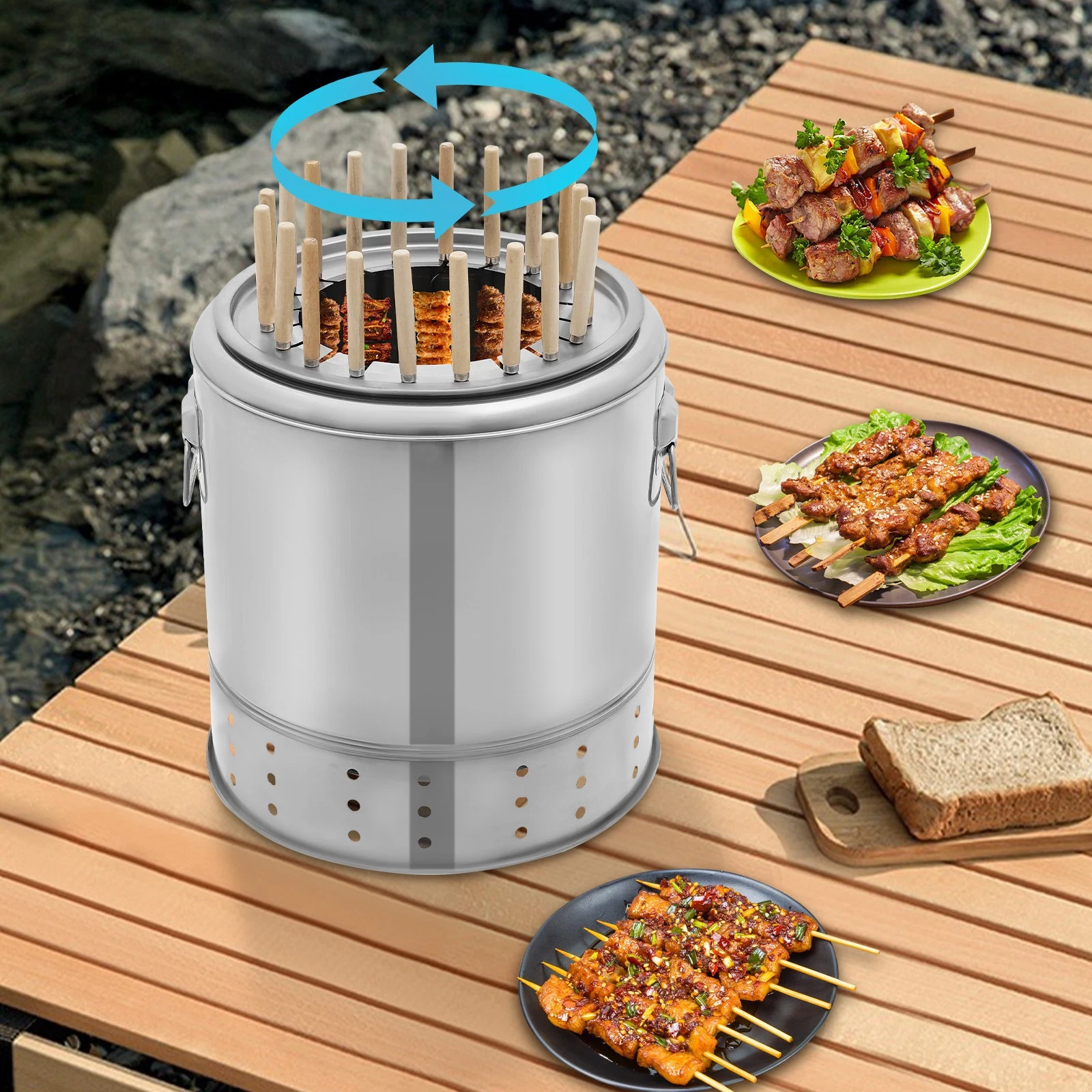 20 Skewers Camping BBQ Grill Portable Barbecue Outdoor Charcoal Barrel Grill
Opens in a new window o