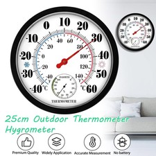 25cm Wall Mount Analog Thermometer Hygrometer with Large Display for In/Out Door