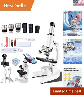 Durable Compound Microscope for Home & School - 40X-2000X with Slides Included