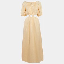 Faithfull The Brand Orange Linen CutOut Trianita Maxi Dress M