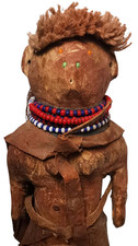 HOPI, NATIVE AMERICAN EARLY-MID 20TH C VINT LEATHER & WOOD KACHINA DOLL, W/BEADS