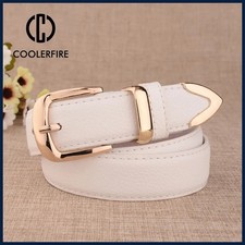 Fashion Women Genuine Leather Belts High Quality Gold Buckle Best Matching Dress