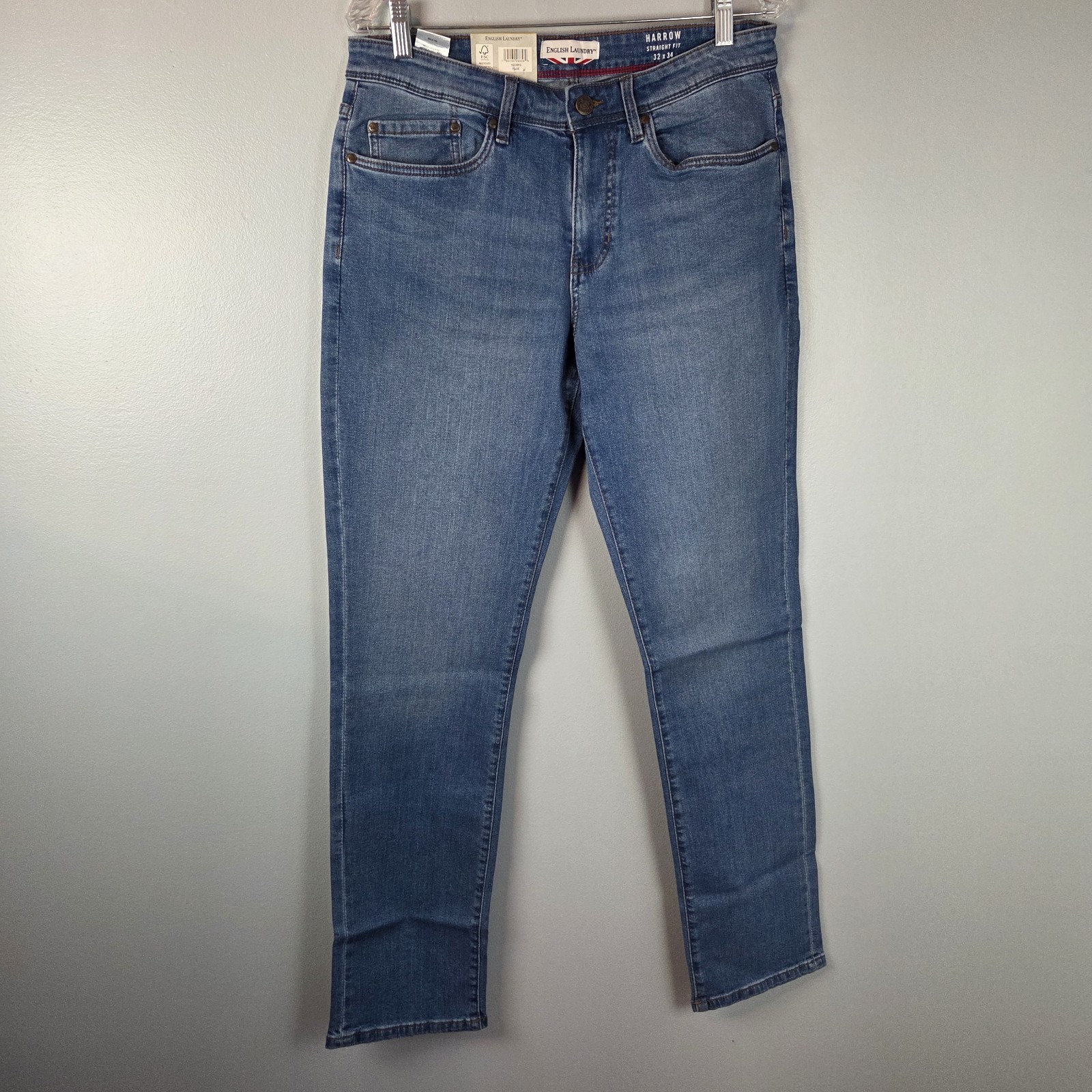 NEW English Laundry Men's Harrow Straight Fit Jeans Stretch 5 Pocket 32X34