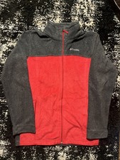 Columbia Youth Steens Mountain II Fleece Jacket Zip Gray and red Boys Size Large