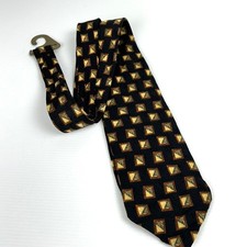 Ermenegildo Zegna Mens Silk Neck Tie Italy Designer Exclusive Signed Gold Brown