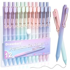 Drawdart Smooth Writing Pens, 12 Pcs No Bleed 1 Count (Pack of 12), Gradient