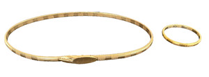 Skinny 26" Gold Tone Omega Stretch Metal Belt + Dl Auld Signed Bracelet Vintage