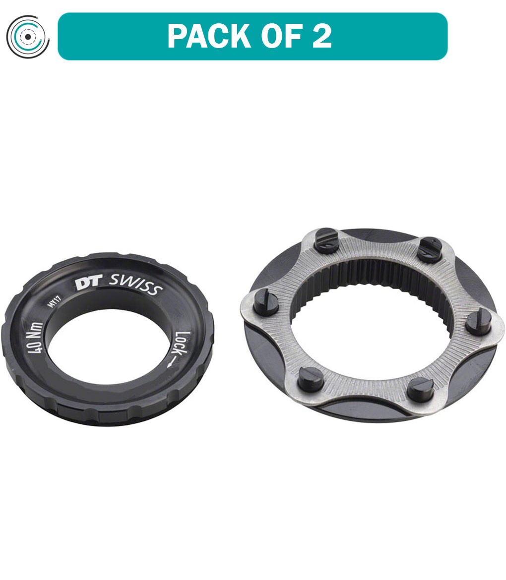 Комплект из 2-х швейцарских центральных замков DT Swiss с дисковым адаптером на 6 болтов, максимальный диаметр центрального замка ротора 210 мм
