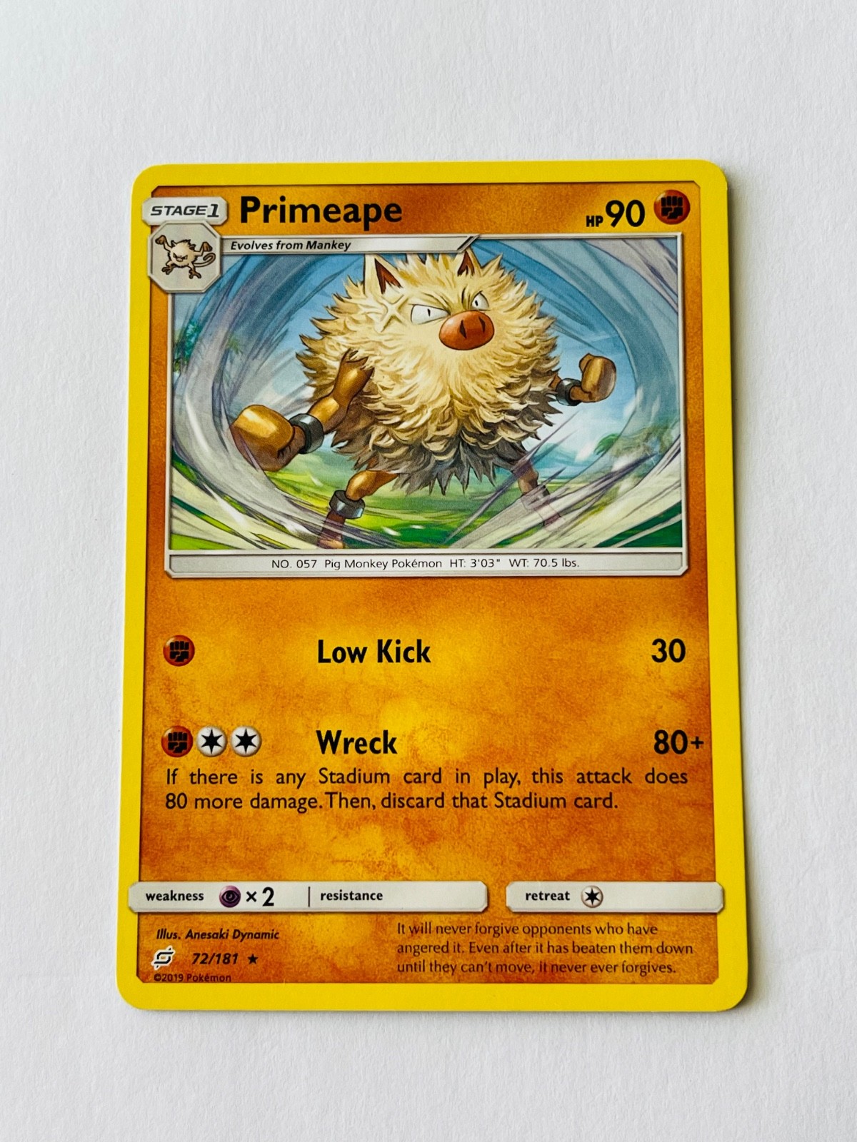 PRIMEAPE 2019 Pokemon Team Up Rare POKÉMON 72/181