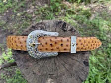 MENS OSTRICH BELT UMBER BRUCIATO