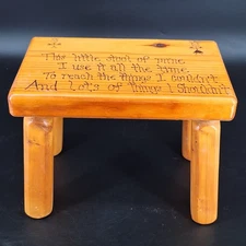 Childrens Hand Crafted Wooden Step Stool Small With Cute Saying 9" Tall