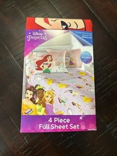 NEW Disney Princess 4 Piece Microfiber Full Sheet Set
